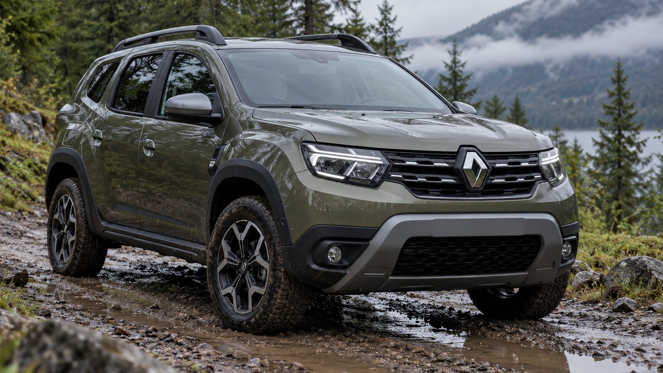 Renault Duster на грунтовой лесной дороге
