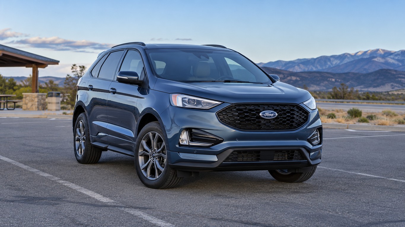 Ford Edge 2022 на парковке у американской трассы