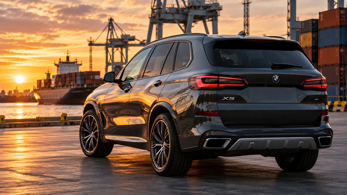 BMW X5 2021–2023 в портовом автомобильном терминале