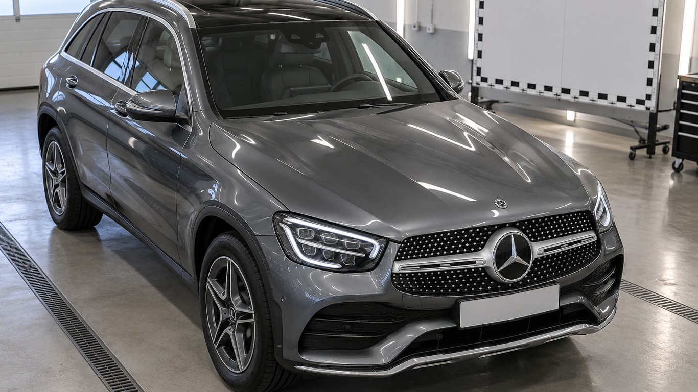 Mercedes-Benz GLC на осмотре для оценки стоимости ремонта автомобиля