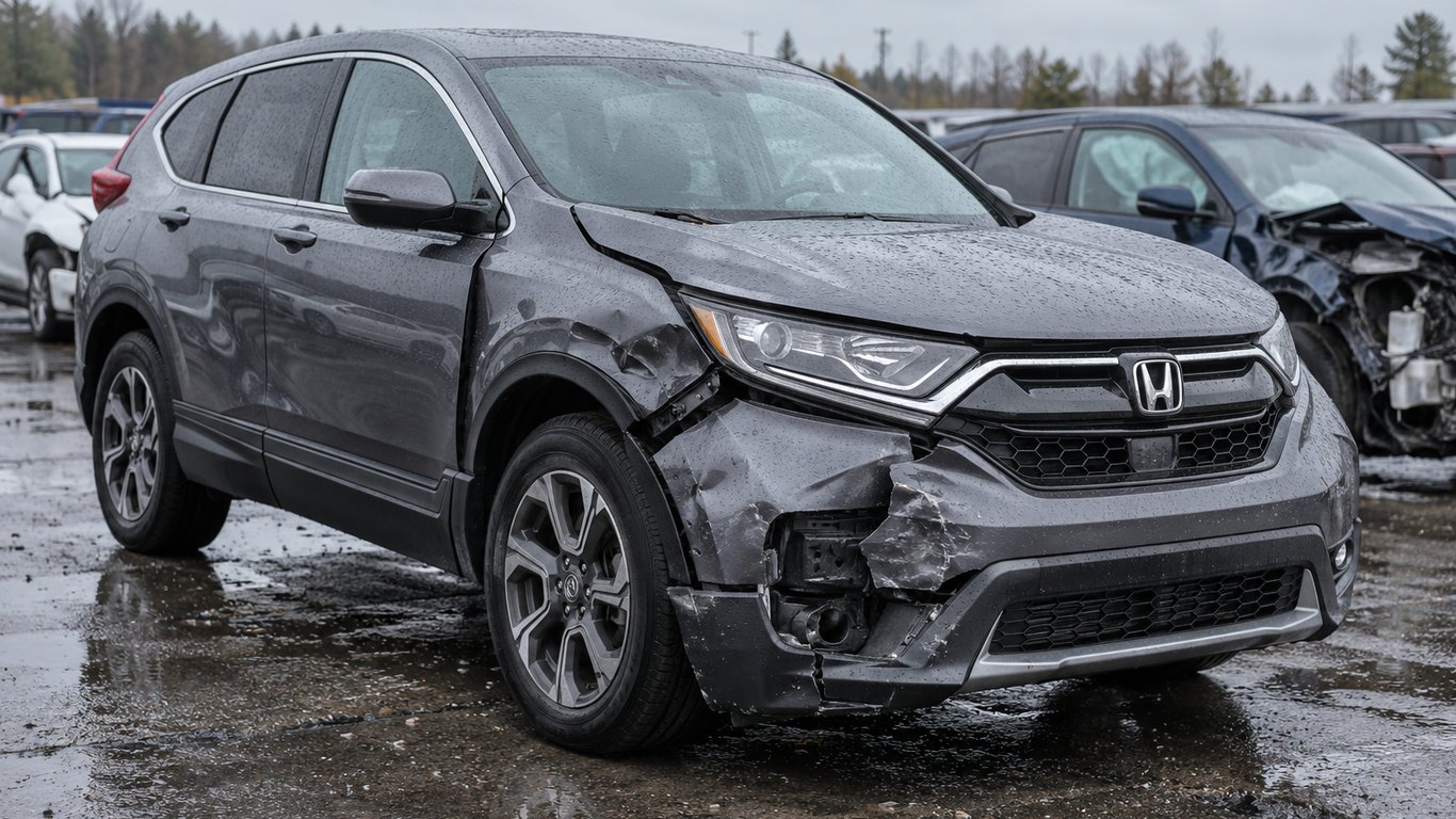 Honda CR-V с ремонтируемым повреждением передней части на аукционе
