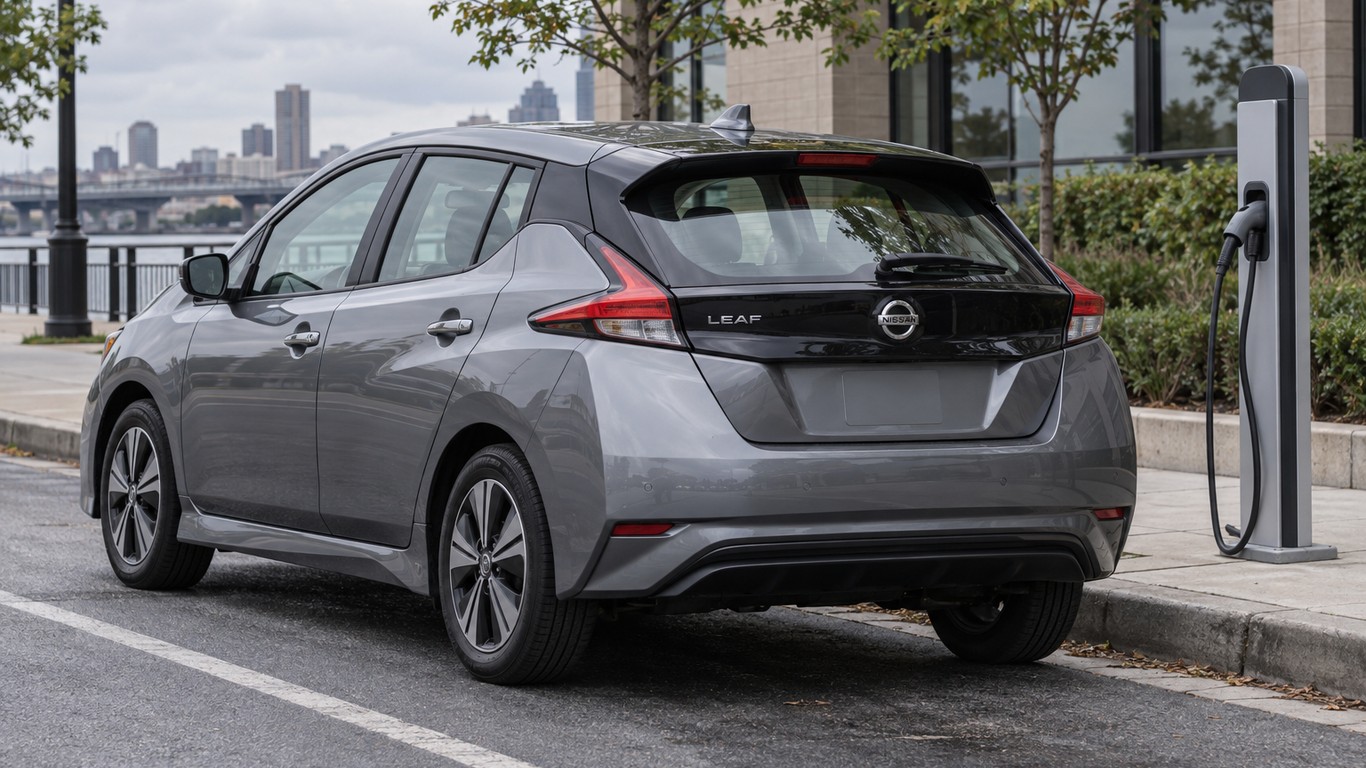 Nissan Leaf S у городской зарядной станции