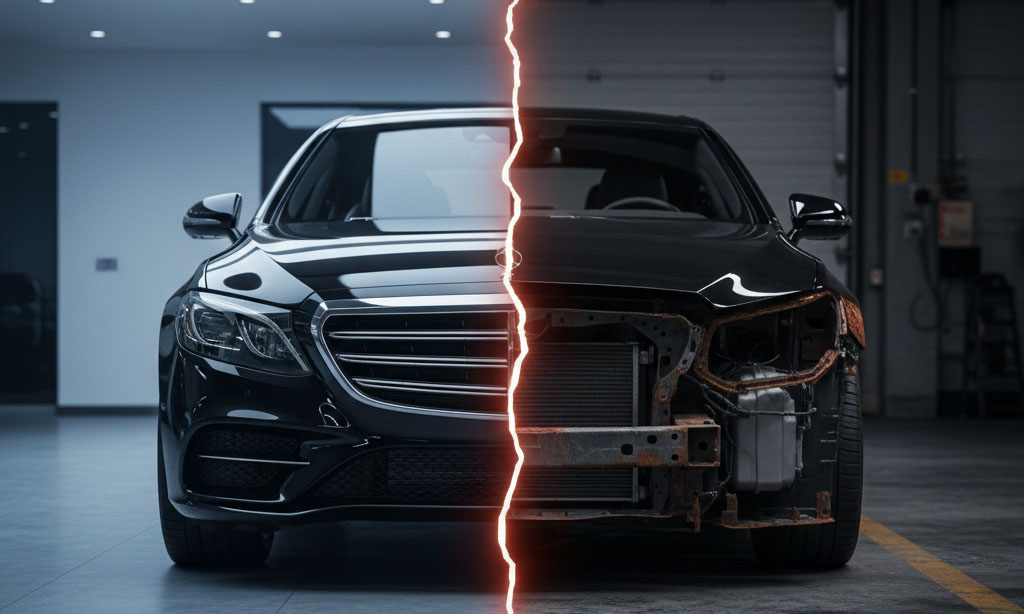 машина вид с переди до и после